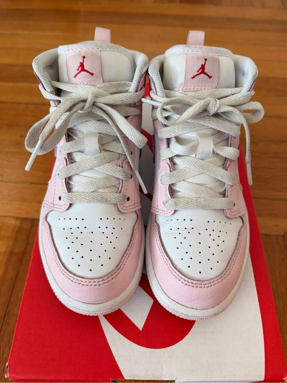 Nike Air Jordan Kids' Pink and White High-Top Sneakers